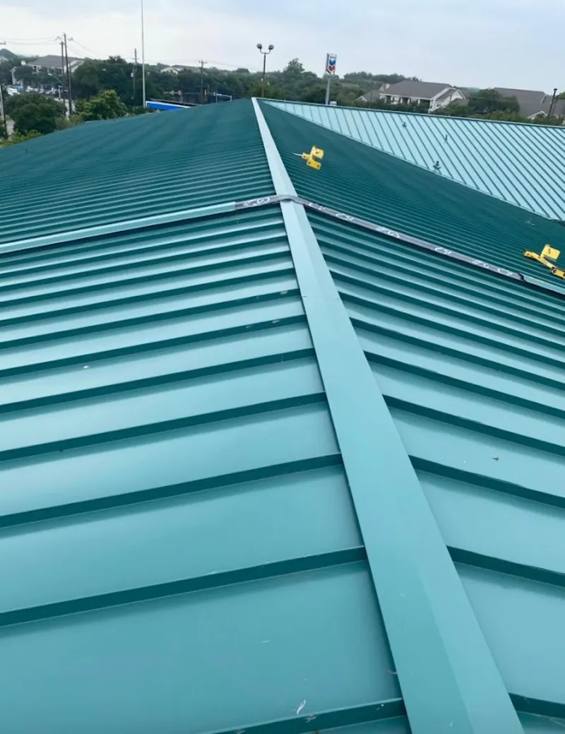 Green commercial metal roof ridge and valley for Metal Roof Repair in Orting